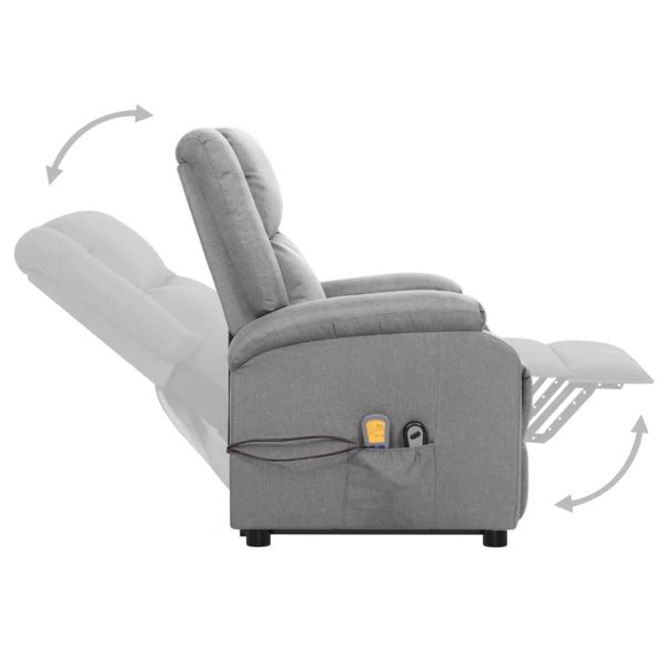 Poltrona reclinável elevatória de massagens tecido cinza-claro - Image 6