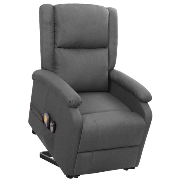 Poltrona reclinável elevatória de massagens tecido cinza-escuro - Image 4