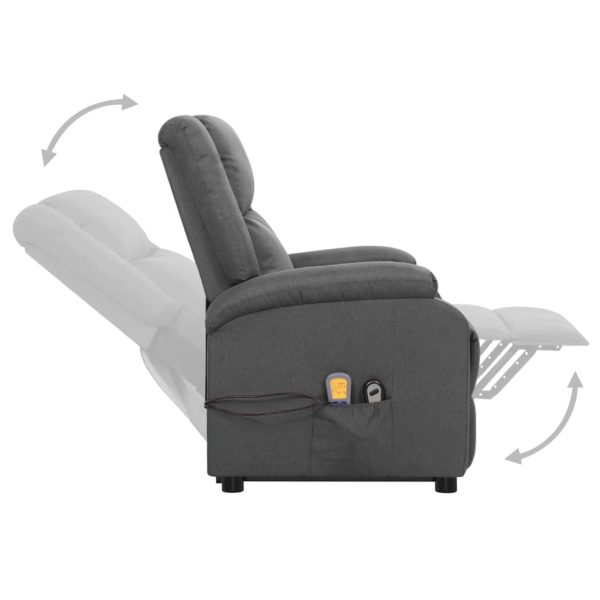 Poltrona reclinável elevatória de massagens tecido cinza-escuro - Image 6