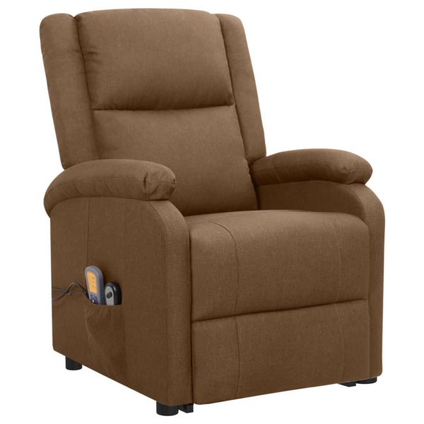 Poltrona reclinável elevatória de massagens tecido castanho - Image 2
