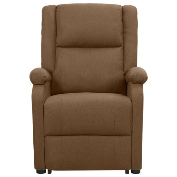 Poltrona reclinável elevatória de massagens tecido castanho - Image 3