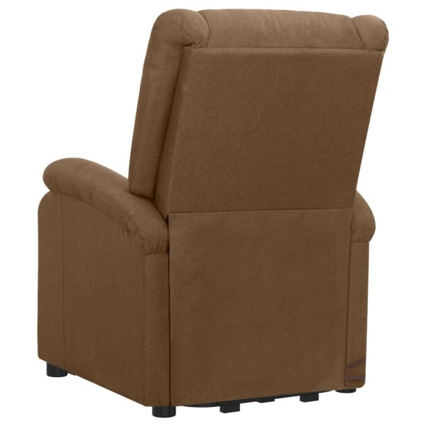 Poltrona reclinável elevatória de massagens tecido castanho - Image 5