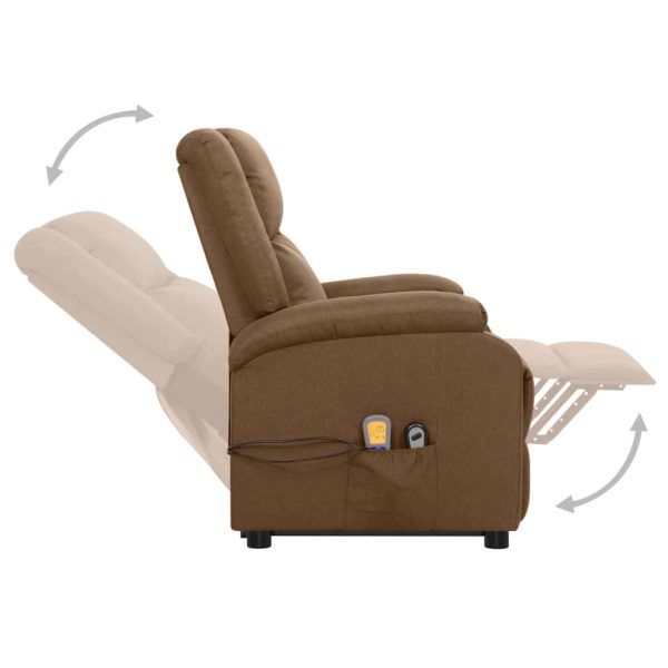 Poltrona reclinável elevatória de massagens tecido castanho - Image 6