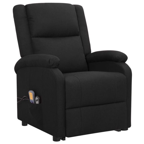Poltrona reclinável elevatória de massagens tecido preto - Image 2