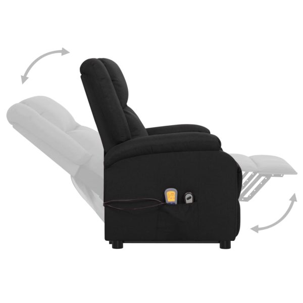 Poltrona reclinável elevatória de massagens tecido preto - Image 6