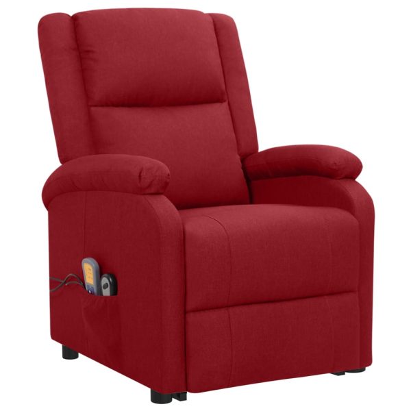 Poltrona reclinável elevatória massagens tecido vermelho tinto - Image 2