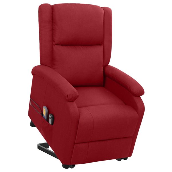 Poltrona reclinável elevatória massagens tecido vermelho tinto - Image 4