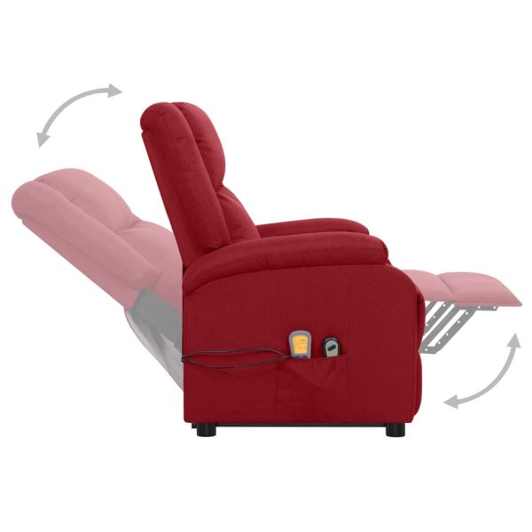 Poltrona reclinável elevatória massagens tecido vermelho tinto - Image 6