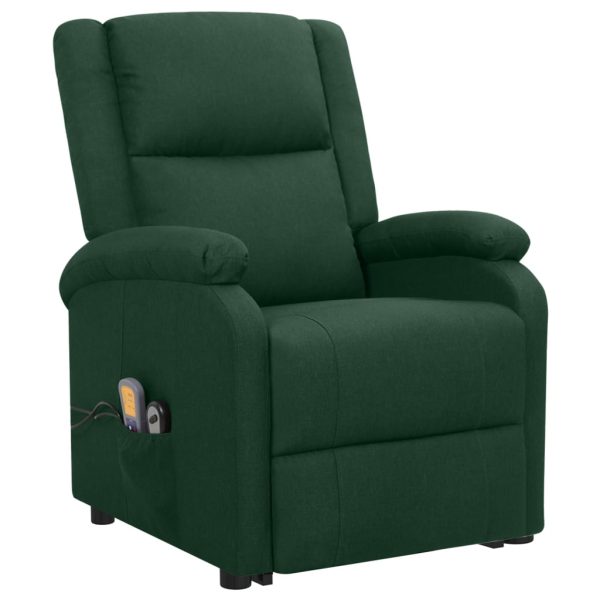 Poltrona reclinável elevatória massagens tecido verde-escuro - Image 2