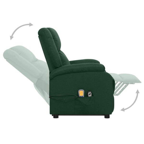 Poltrona reclinável elevatória massagens tecido verde-escuro - Image 6