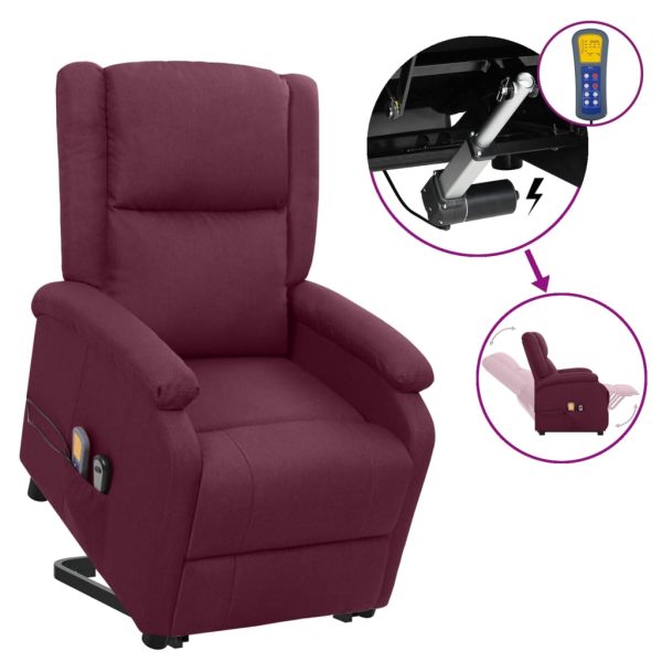 Poltrona reclinável elevatória de massagens tecido roxo