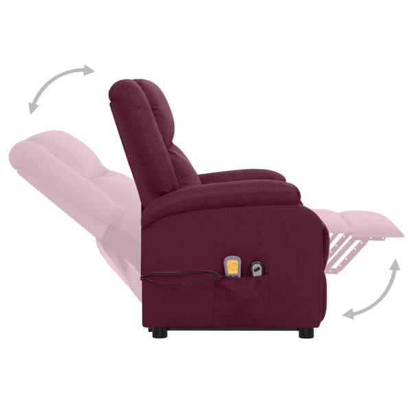 Poltrona reclinável elevatória de massagens tecido roxo - Image 6