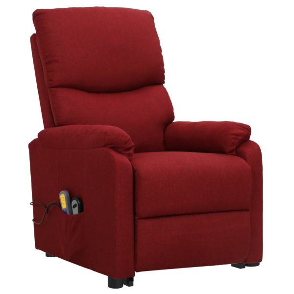 Poltrona reclinável elevatória massagens tecido vermelho tinto - Image 3
