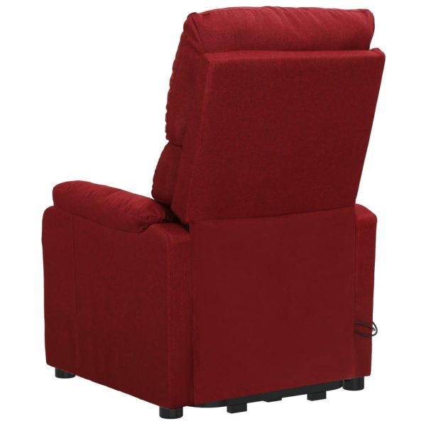 Poltrona reclinável elevatória massagens tecido vermelho tinto - Image 5