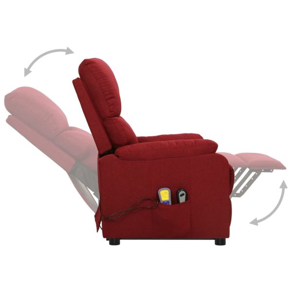 Poltrona reclinável elevatória massagens tecido vermelho tinto - Image 6