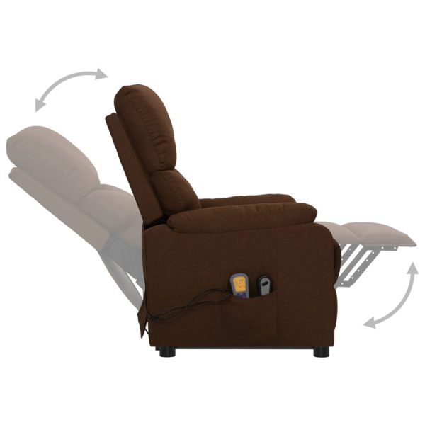 Poltrona reclinável elevatória massagens tecido castanho-escuro - Image 6