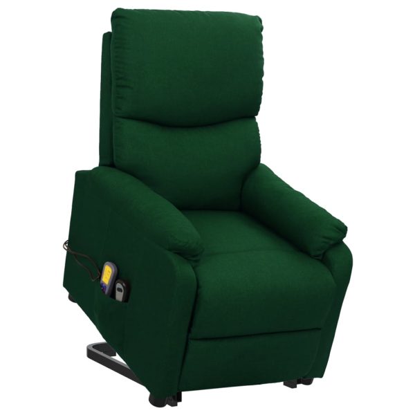 Poltrona reclinável elevatória massagens tecido verde-escuro - Image 2