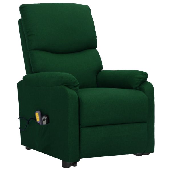Poltrona reclinável elevatória massagens tecido verde-escuro - Image 3