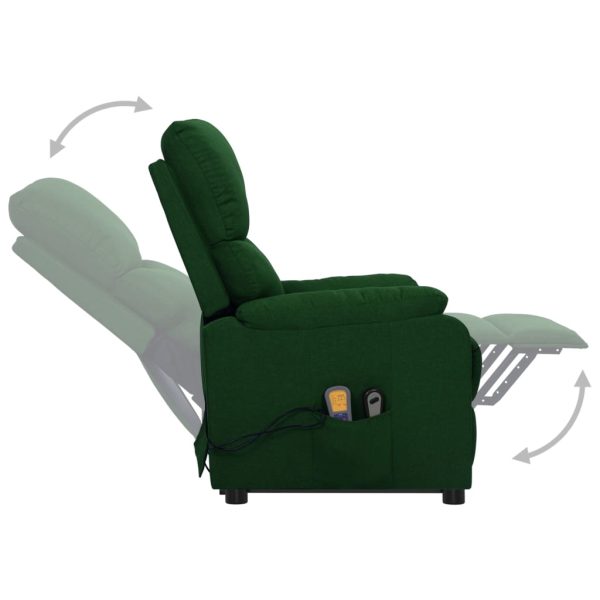 Poltrona reclinável elevatória massagens tecido verde-escuro - Image 6