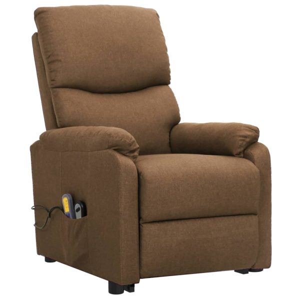 Poltrona reclin. elevatória massagens tecido cinza-acastanhado - Image 3