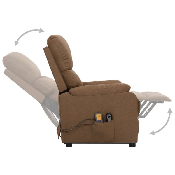 Poltrona reclin. elevatória massagens tecido cinza-acastanhado - Image 6