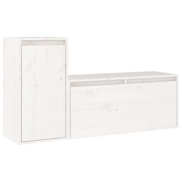 Móveis de TV 2 pcs madeira de pinho maciça branco - Image 2