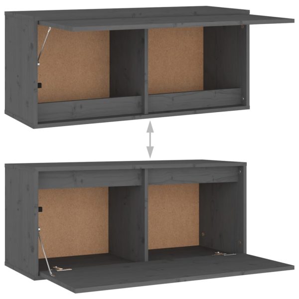 Móveis de TV 2 pcs madeira de pinho maciça cinzento - Image 7