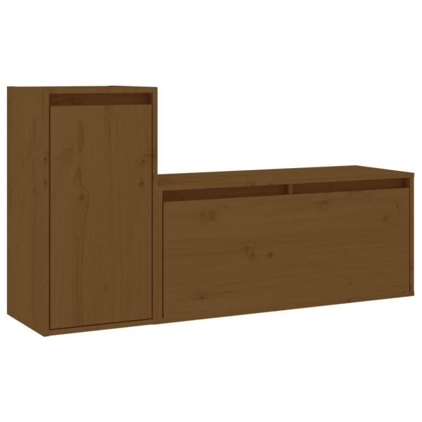 Móveis de TV 2 pcs madeira de pinho maciça castanho-mel - Image 2