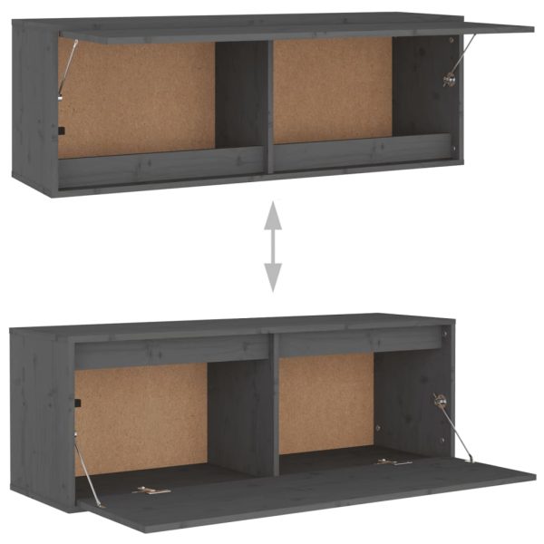 Móveis de TV 2 pcs madeira de pinho maciça cinzento - Image 7