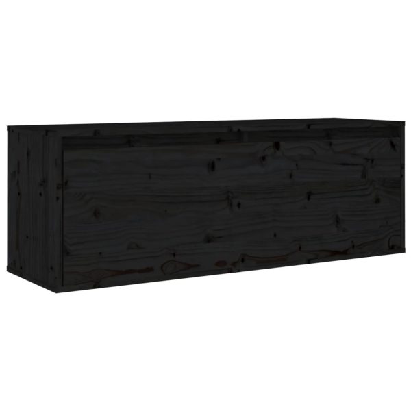Móveis de TV 2 pcs madeira de pinho maciça preto - Image 5