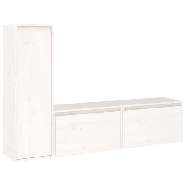 Móveis de TV 3 pcs madeira de pinho maciça branco - Image 2