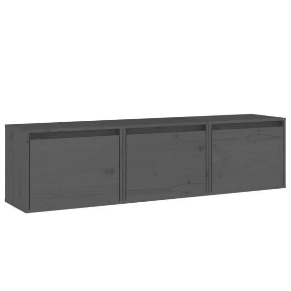 Móveis de TV 3 pcs madeira de pinho maciça cinzento - Image 2