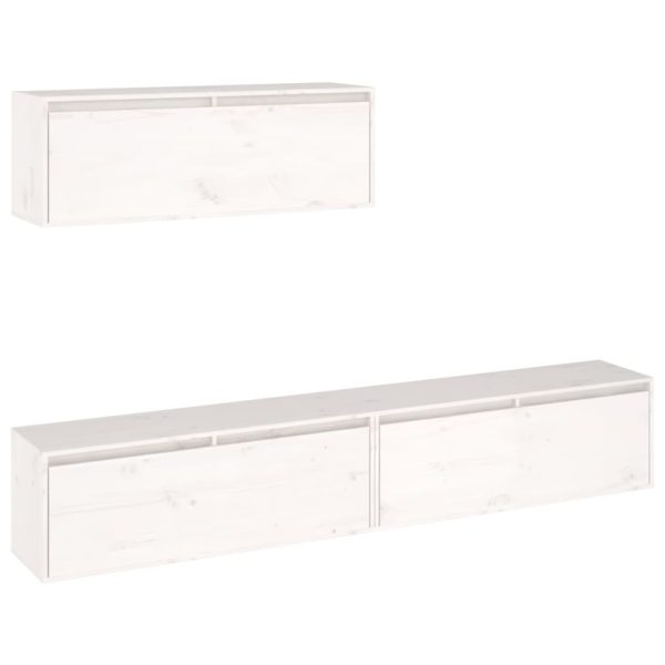 Móveis de TV 3 pcs madeira de pinho maciça branco - Image 2