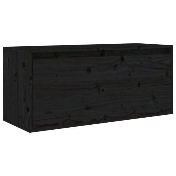 Móveis de TV 5 pcs madeira de pinho maciça preto - Image 7