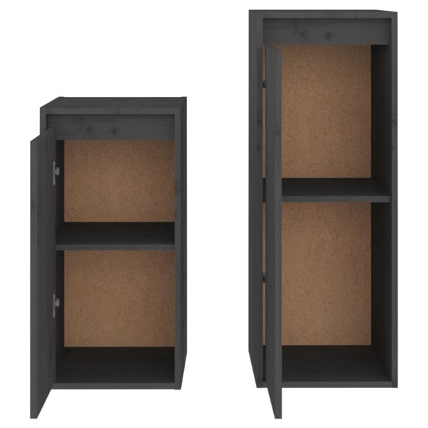 Móveis de TV 2 pcs madeira de pinho maciça cinzento - Image 4