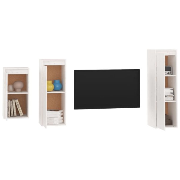 Móveis de TV 3 pcs madeira de pinho maciça branco - Image 4