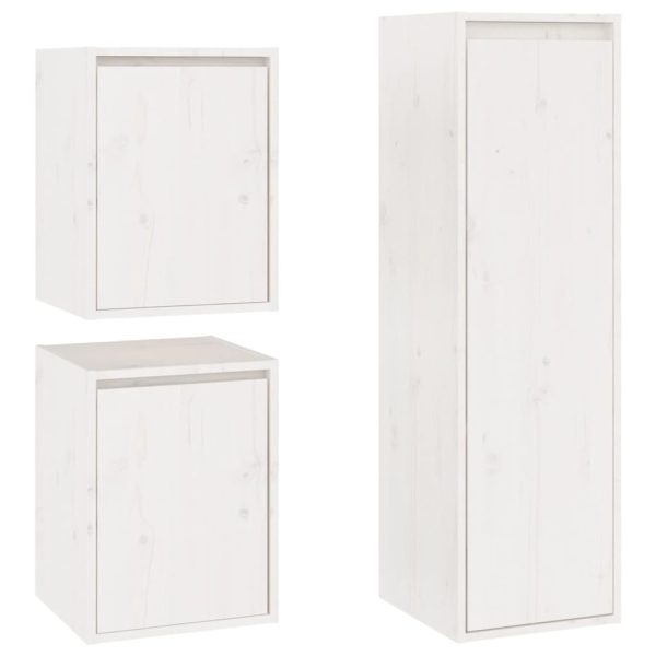 Móveis de TV 3 pcs madeira de pinho maciça branco - Image 2