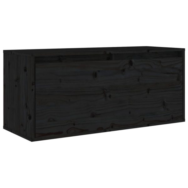 Móveis de TV 4 pcs madeira de pinho maciça preto - Image 5