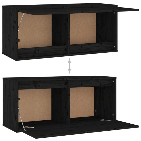 Móveis de TV 4 pcs madeira de pinho maciça preto - Image 6