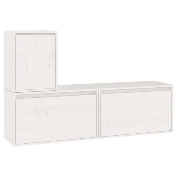 Móveis de TV 3 pcs madeira de pinho maciça branco - Image 2