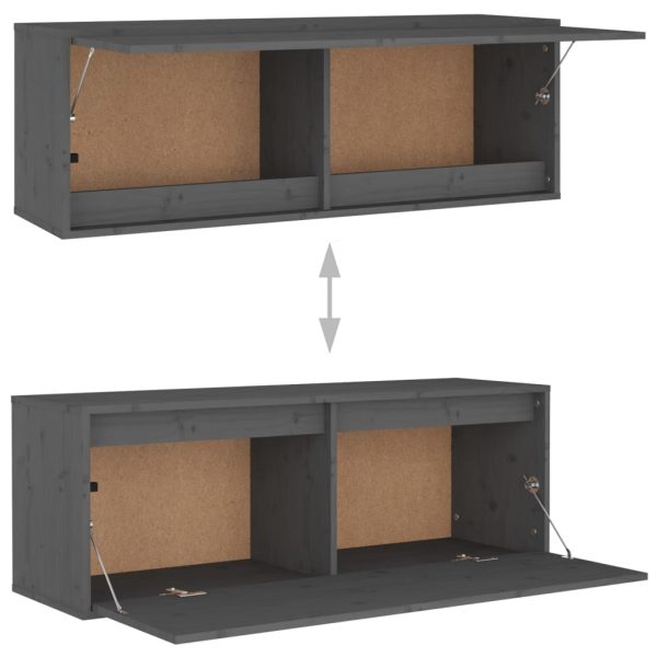 Móveis de TV 4 pcs madeira de pinho maciça cinzento - Image 6