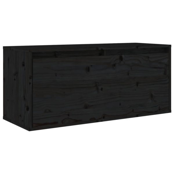Móveis de TV 8 pcs madeira de pinho maciça preto - Image 5