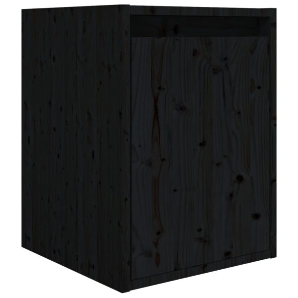 Móveis de TV 8 pcs madeira de pinho maciça preto - Image 7