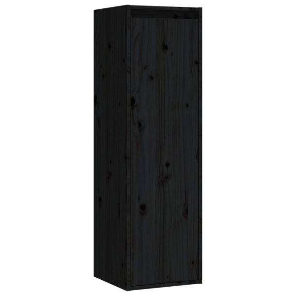 Móveis de TV 8 pcs madeira de pinho maciça preto - Image 9