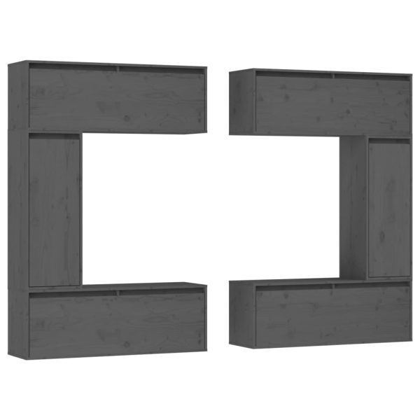 Móveis de TV 6 pcs madeira de pinho maciça cinzento - Image 2