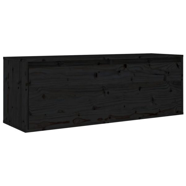 Móveis de TV 5 pcs madeira de pinho maciça preto - Image 5