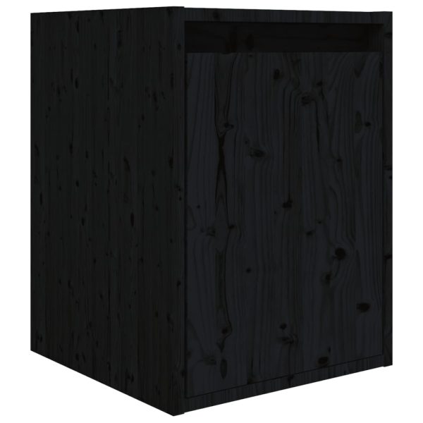 Móveis de TV 5 pcs madeira de pinho maciça preto - Image 7