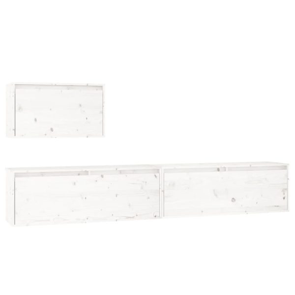 Móveis de TV 3 pcs madeira de pinho maciça branco - Image 2