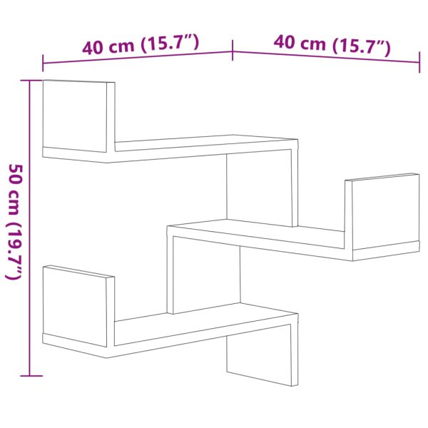 Estante canto 2pcs 40x40x50cm derivados madeira cinzento sonoma - Image 9