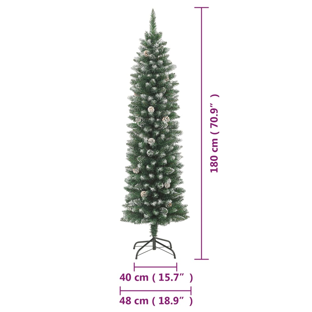 Árvore de Natal artificial fina com suporte PVC 180 cm - Image 8